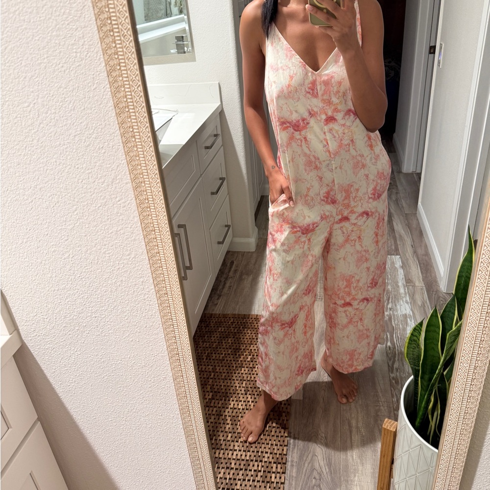 Pink and White Tie-Dye Jumpsuit